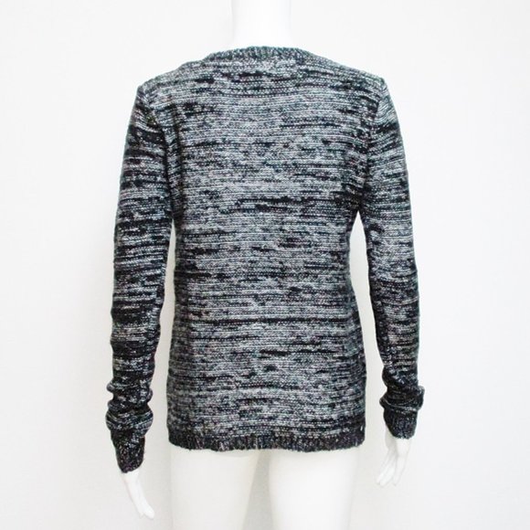 Aqua Bloomingdale's Asymmetrical Hem Sweater Black White Small - Picture 6 of 7